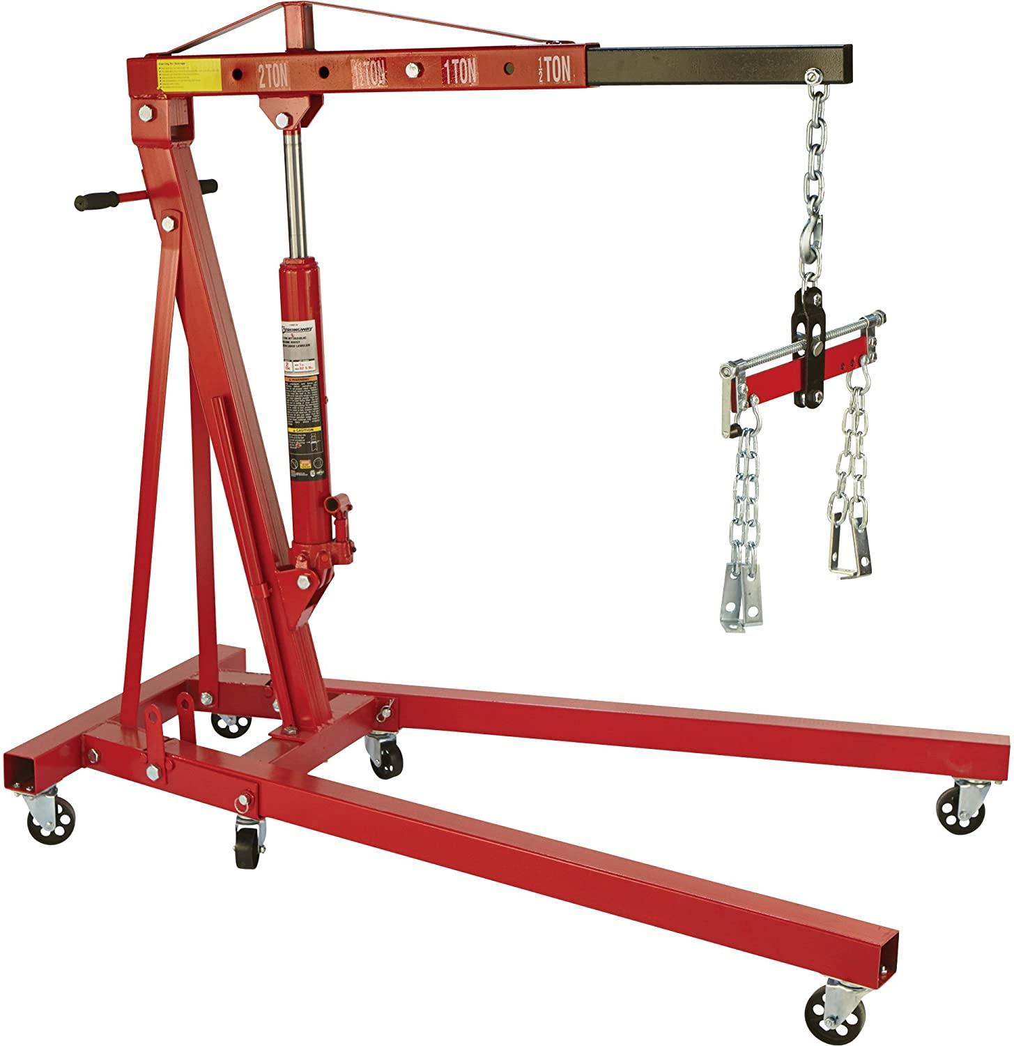 Strongway Hydraulic Engine Hoist with Load Leveler �C 2 Ton Capacity, 1in. 82 5\/8in. Lift Range - John Pierce Auto Care