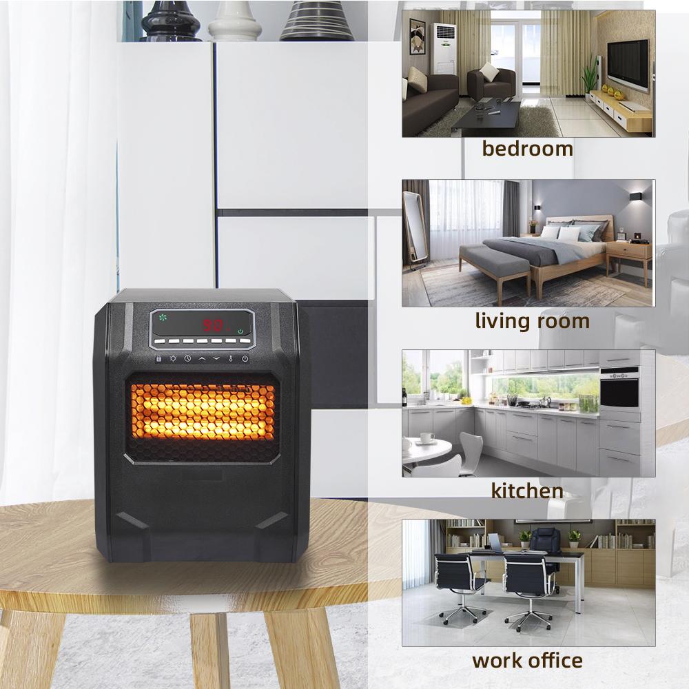SAIBAI 1500W Quartz Tube Heater Digital Style 4 Quartz Tubes Black (Chanto Metal Fan) - John Pierce Auto Care