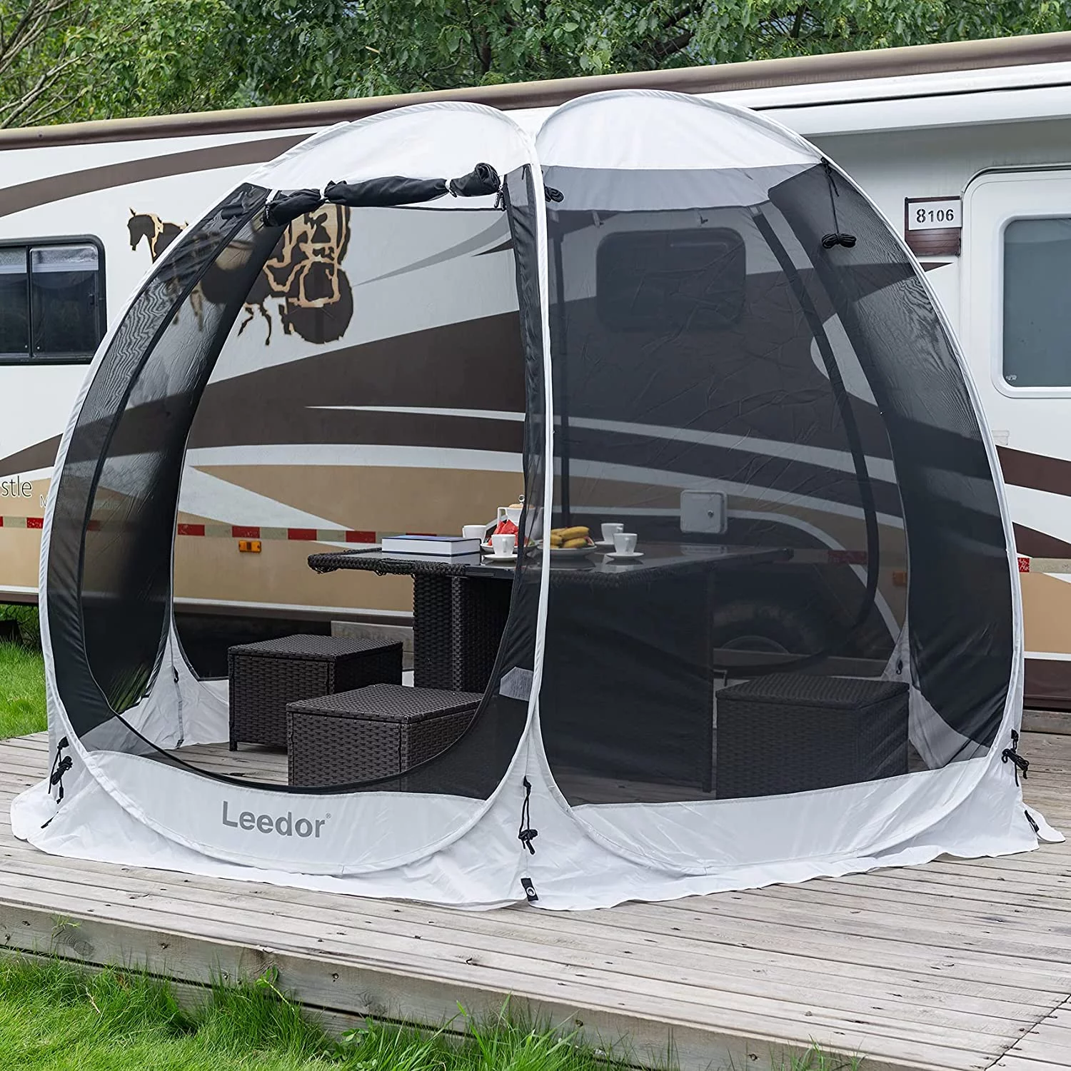 Leedor Screen House Tent Instant Room Shelter Gazebos for Patios Outdoor Canopy 10\u0026#039;x10\u0026#039; Gray - John Pierce Auto Care