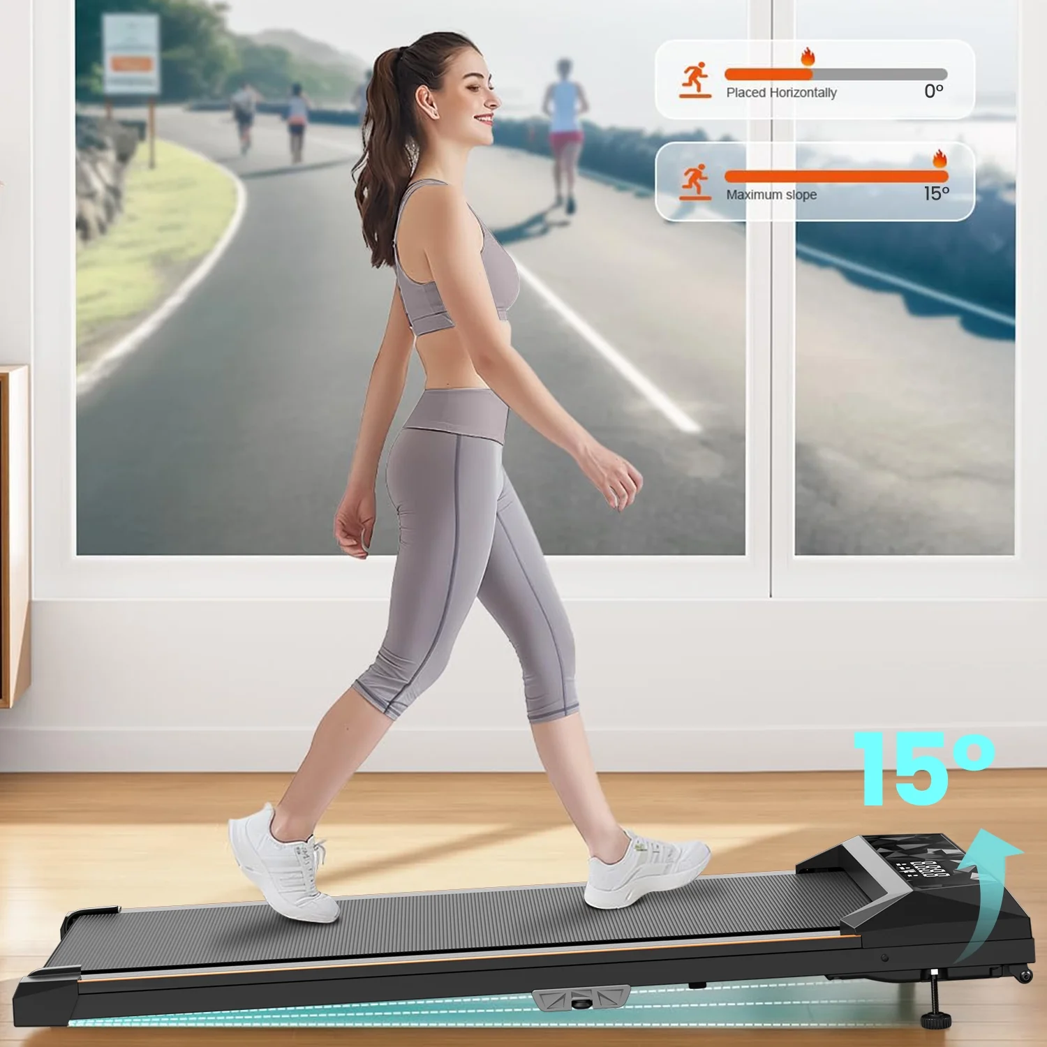 CoolHut Walking Pad, Under Desk Treadmill, 4 in 1 Home\/Office Treadmill, No Installation, Low Noise, LED Display, 265 lb. Capacity with Remote Control - John Pierce Auto Care
