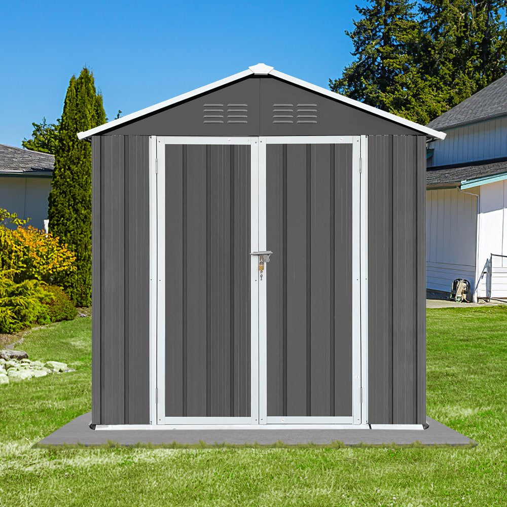 Seizeen 6\u0026#039; X 4\u0026#039; Outdoor Metal Storage Shed, Tools Storage Shed with Lockable Doors - John Pierce Auto Care