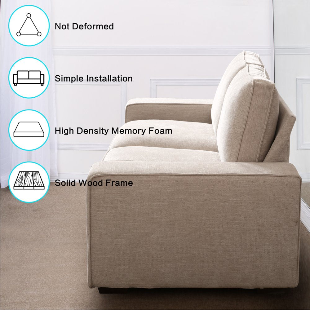 INGALIK 88.58\u0026quot; Modern Loveseat Sofa for Living Room, 3 Seater, Beige - John Pierce Auto Care