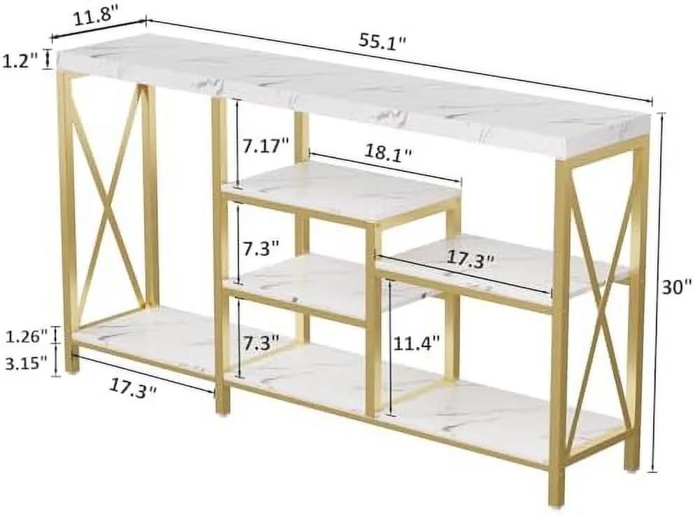 WTYNKAE Entryway Table Console Tables for Entryway Sofa Table Narrow Long Hallway Table with Shelves Living Room Farmhouse Couch 55 Inch Dark Brown - John Pierce Auto Care