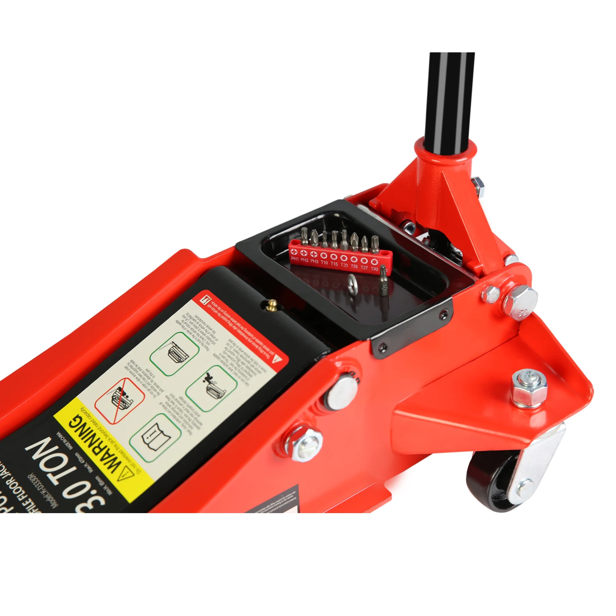Hydraulic Low Profile And Steel Racing Floor Jack With Dual Piston Quick Lift Pump,3 Ton 6600 Lb Capacity, Lifting Range 3.3" 18.5" Black Red Steel - John Pierce Auto Care