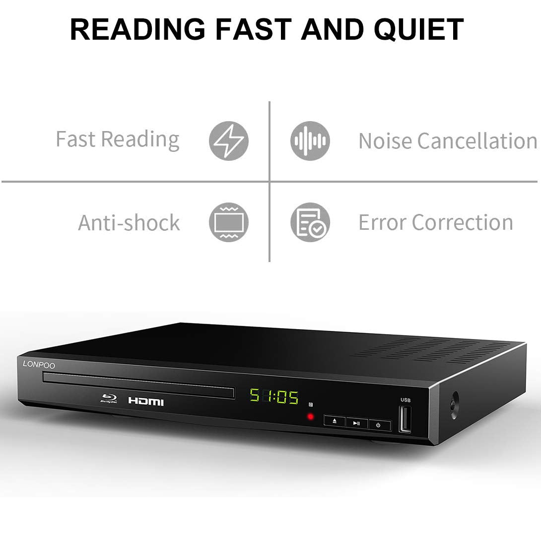 HD Blu Ray Disc Player for TV with HDMI and AV Cables, 1080P, Built in PAL NTSC - John Pierce Auto Care