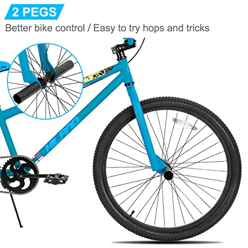 Hiland 26 inch BMX Bike Beginner Level to Advanced Riders with 2 Pegs Steel Frame Blue - John Pierce Auto Care