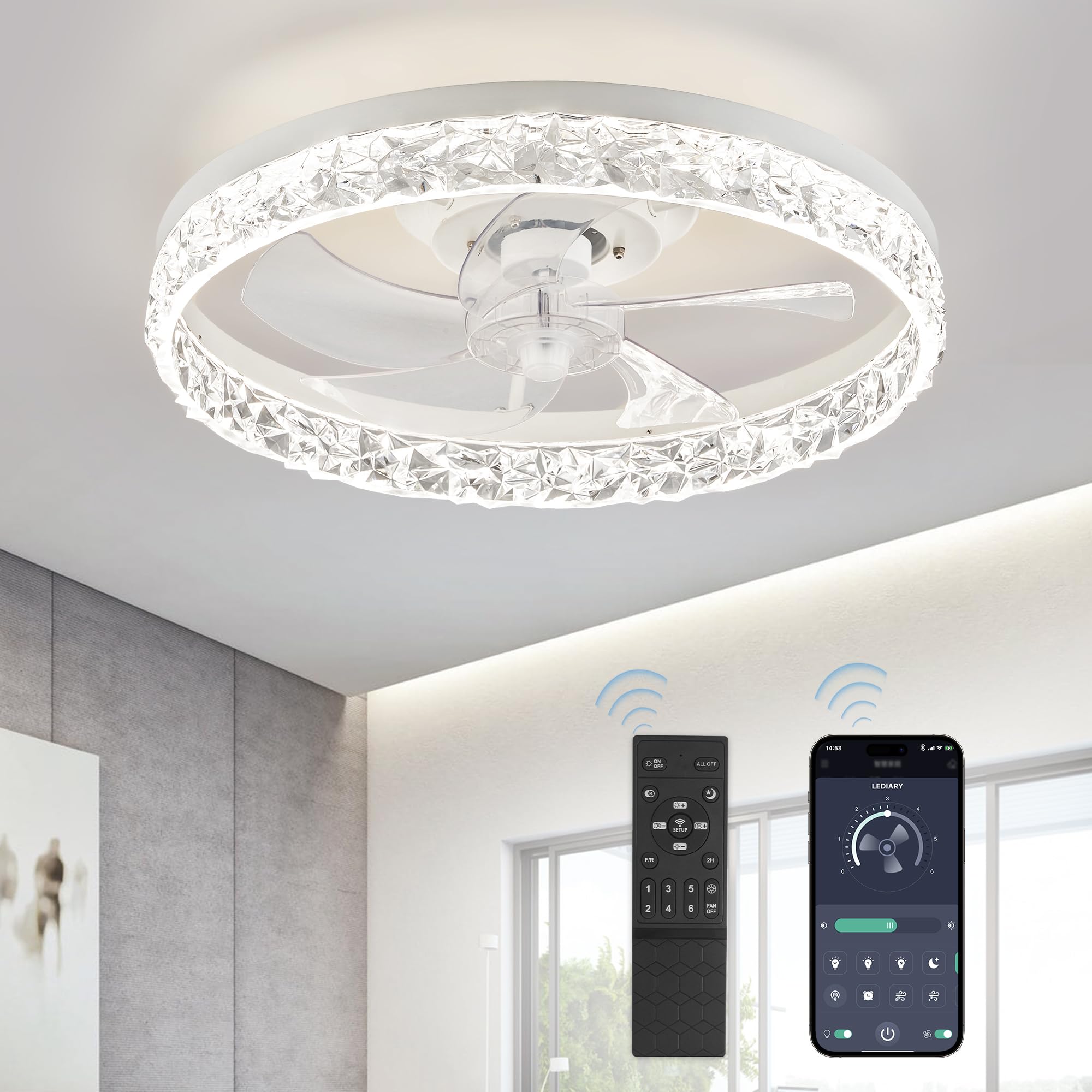 LEDIARY 20" Modern Ceiling Fans with Lights and Remote - John Pierce Auto Care