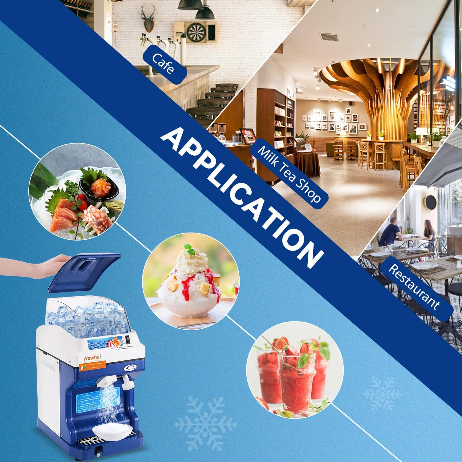 Commercial ice shredder Electric shave ice machine 300W automatic shave ice machine 1400RPM adjustable thickness 441 lb\/h shave ice machine - John Pierce Auto Care