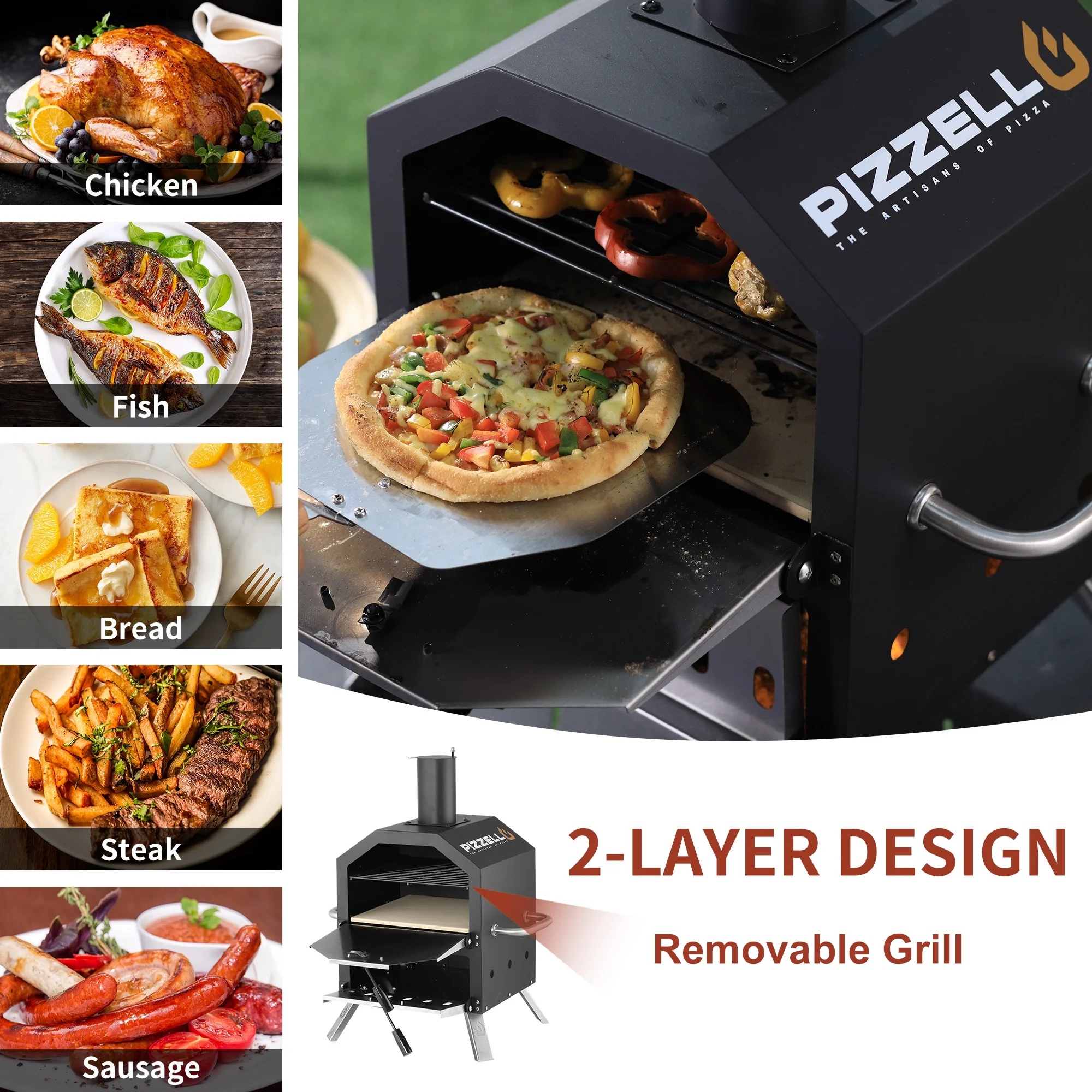 Outdoor Wood-Burning 2-Pizza Capacity Pizza Oven with Peel - John Pierce Auto Care