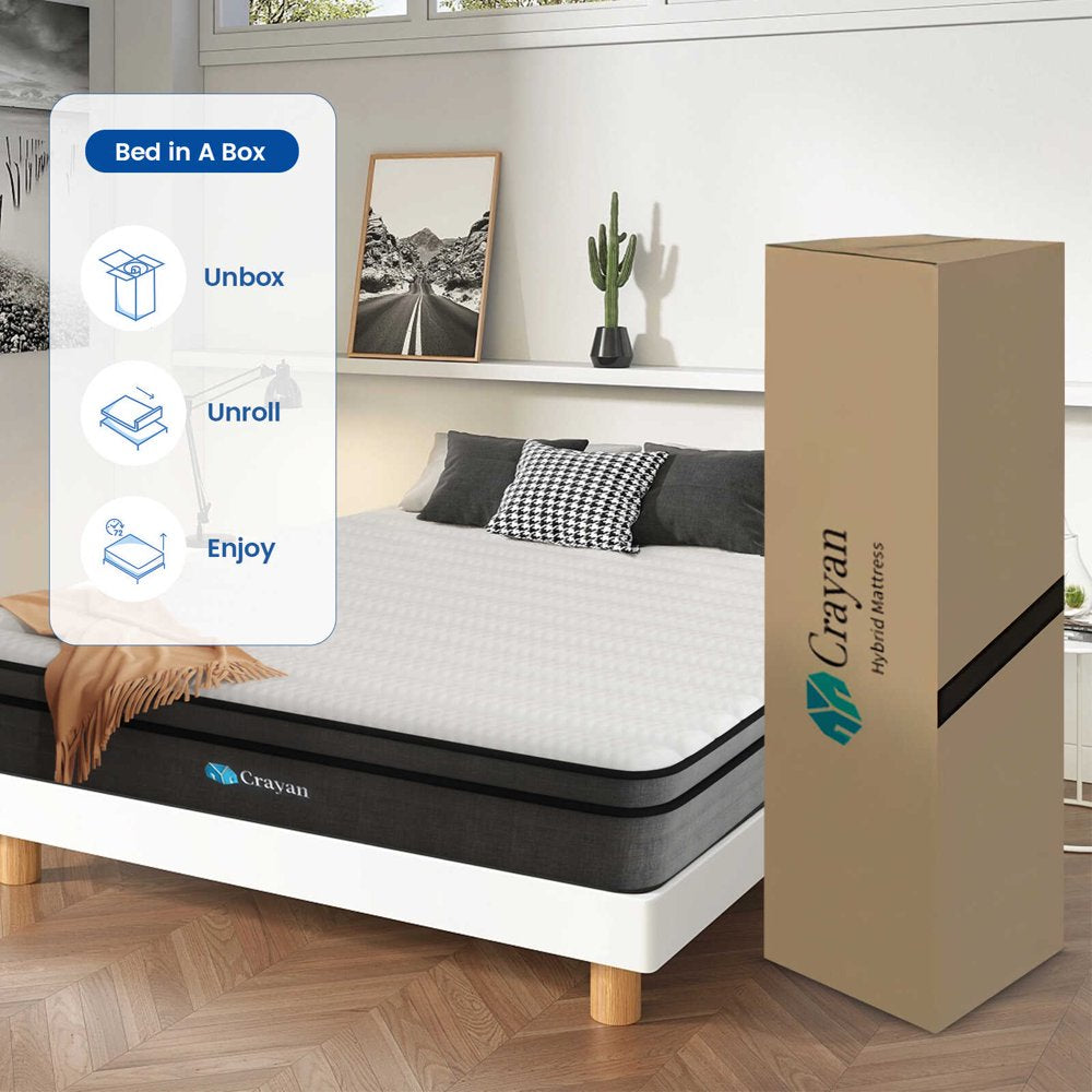 Crayan Queen Size Hybrid Memory Foam Mattress, 10 Inch in a Box - John Pierce Auto Care