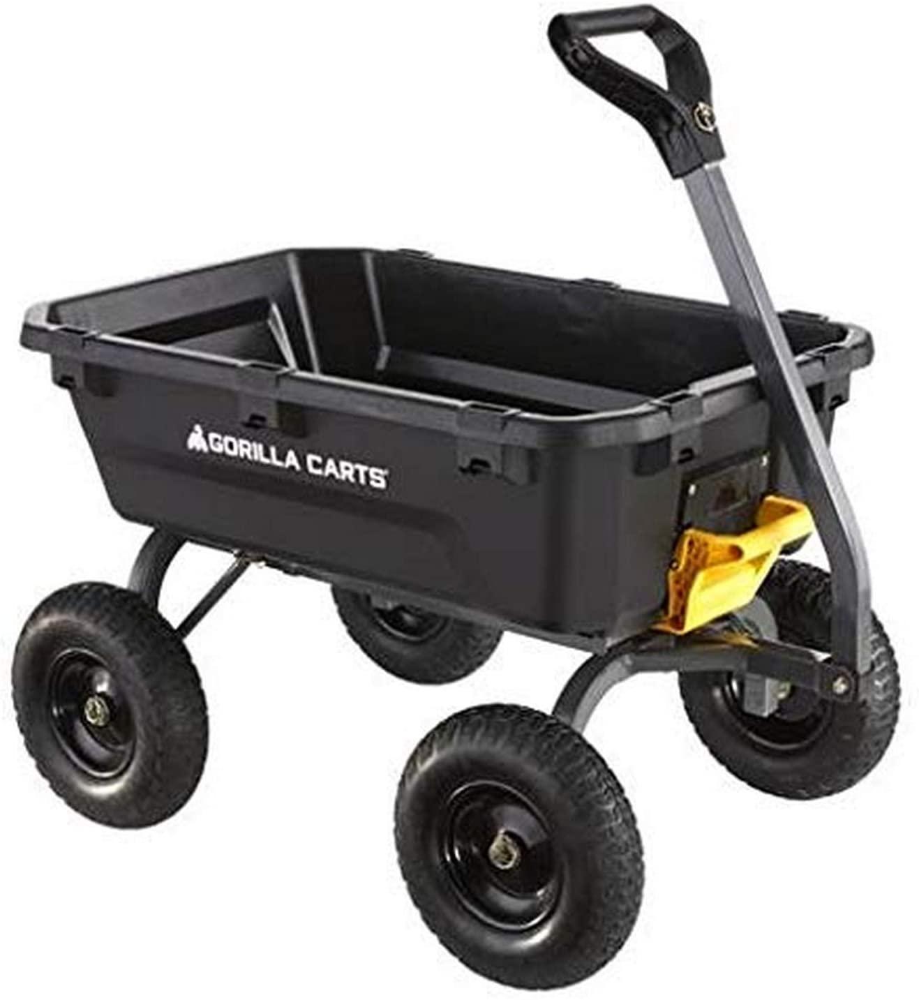 Gorilla Carts 7GCG NF 7 Cu. Ft. Heavy Duty Poly Garden Dump Cart with No Flat Tires, Black ( Exclusive) - John Pierce Auto Care
