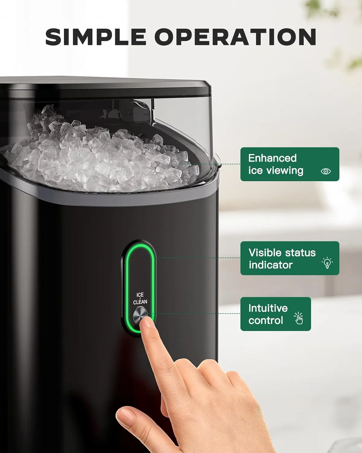 Ice Maker Countertop, Pebble Ice Maker with Soft Chewable Ice, One Click Operation Ice Machine with Self Cleaning, 33lbs\/24H - John Pierce Auto Care