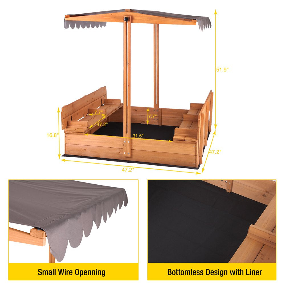 Morgete 47\u0026#039;\u0026#039; Outdoor Sandbox for Kids with Lid and Bench - John Pierce Auto Care