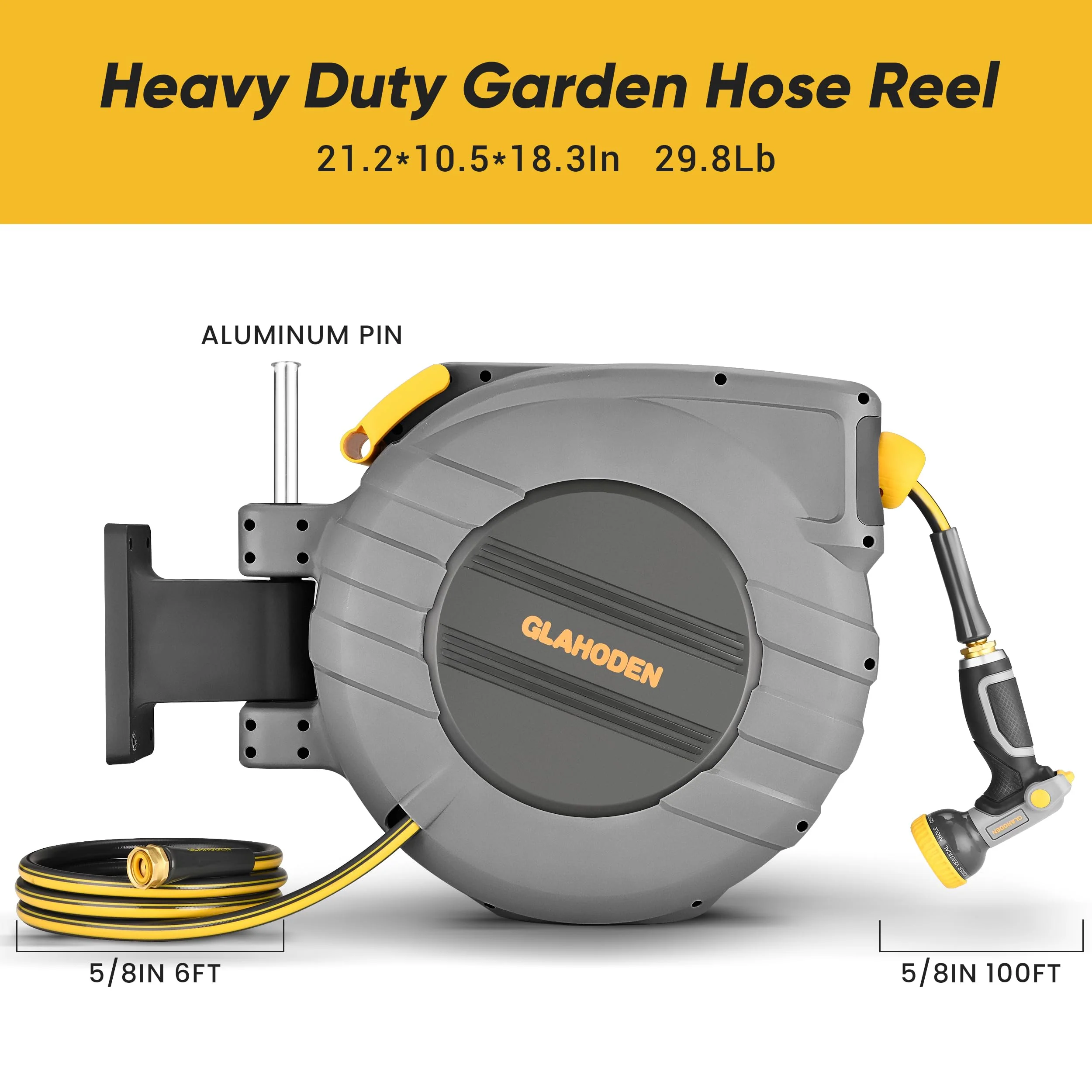 GLAHODEN Retractable Garden Hose Reel - John Pierce Auto Care