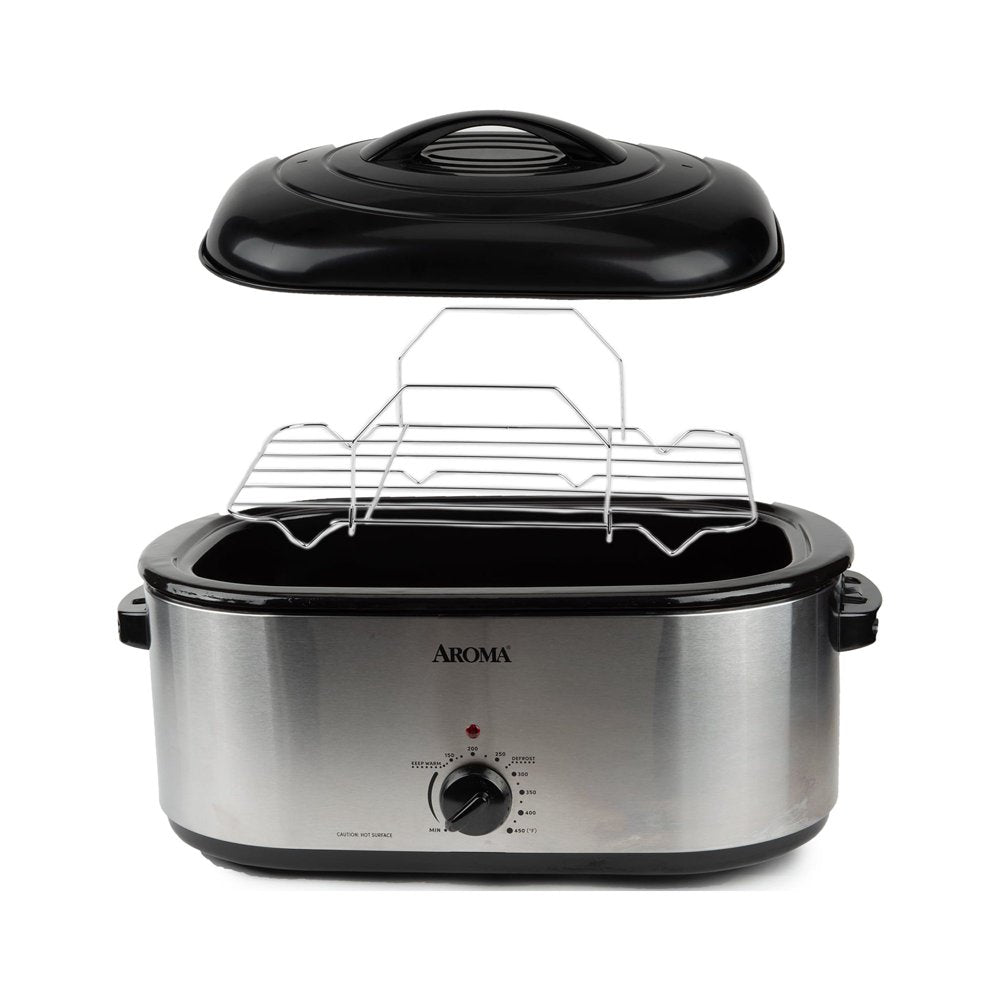 Aroma 22 Quart Electric Roaster Oven Stainless Steel with Self Basting Lid - John Pierce Auto Care