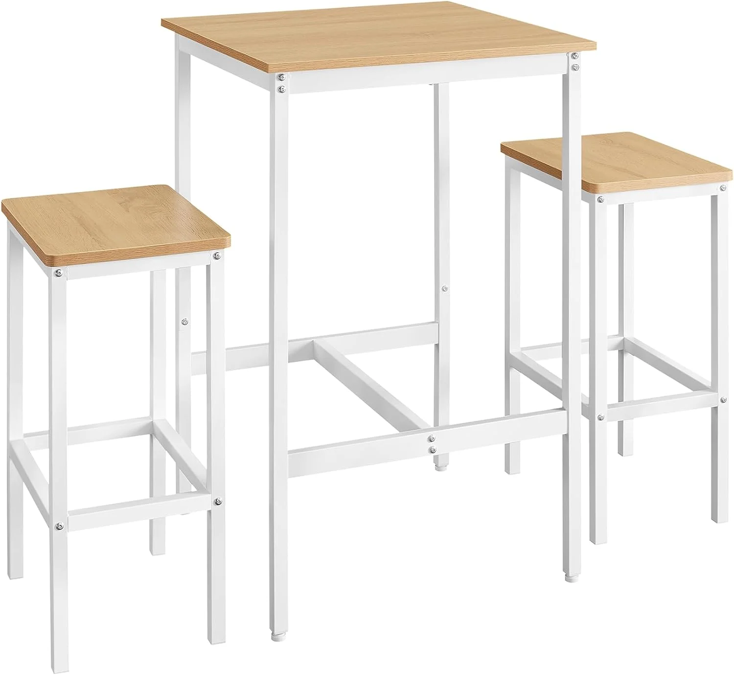 Bar Table and Chairs Set, Square Bar Table with 2 Bar Stools, Dining Pub Bar Table Set for 2, Space Saving for Kitchen Breakfast, Living Room, Party Room, Golden Oak and Cloud White - John Pierce Auto Care