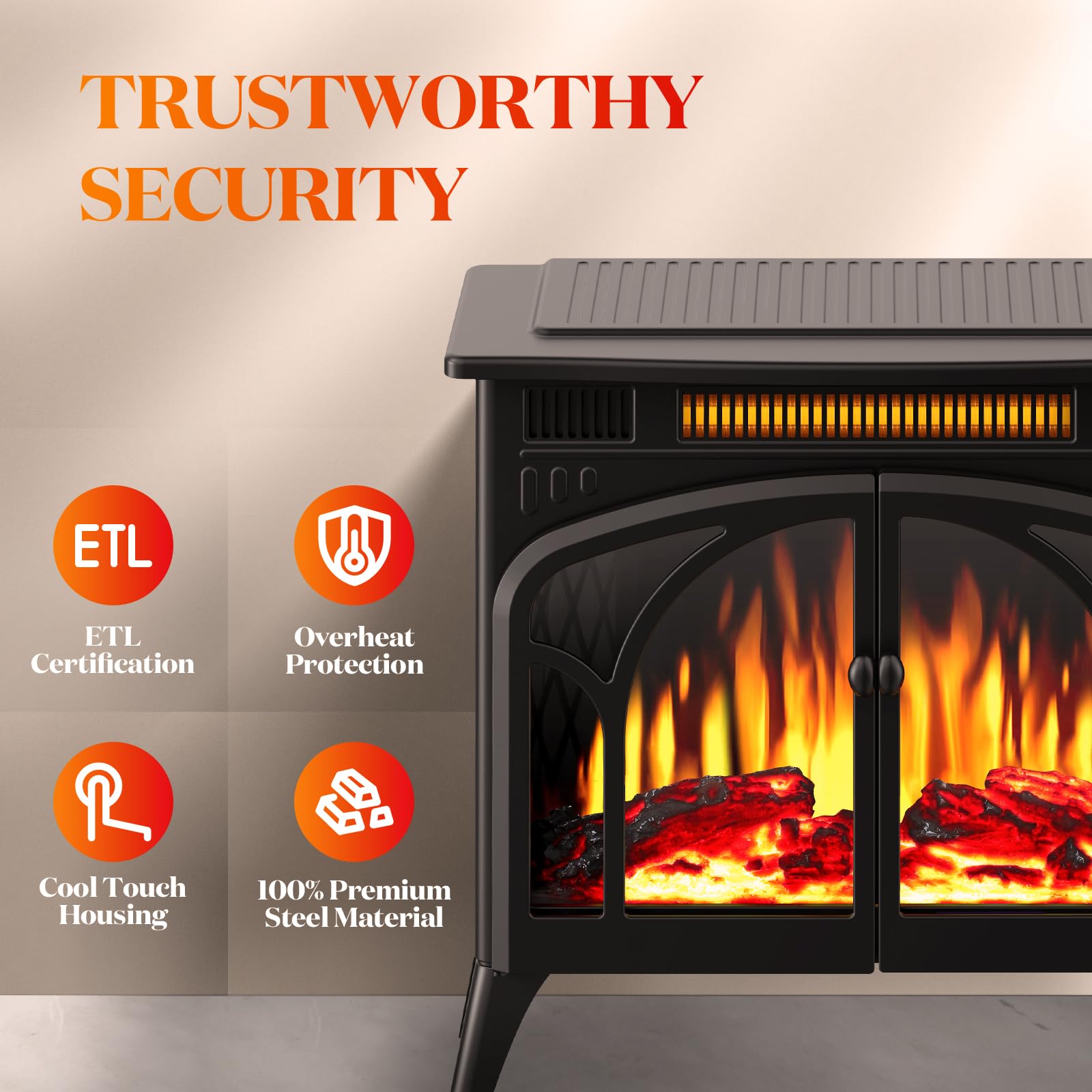 Rintuf Electric Fireplace Heater, 1500W Infrared Fireplace Stove, 5100BTU Electric Fireplace with Remote Control - John Pierce Auto Care