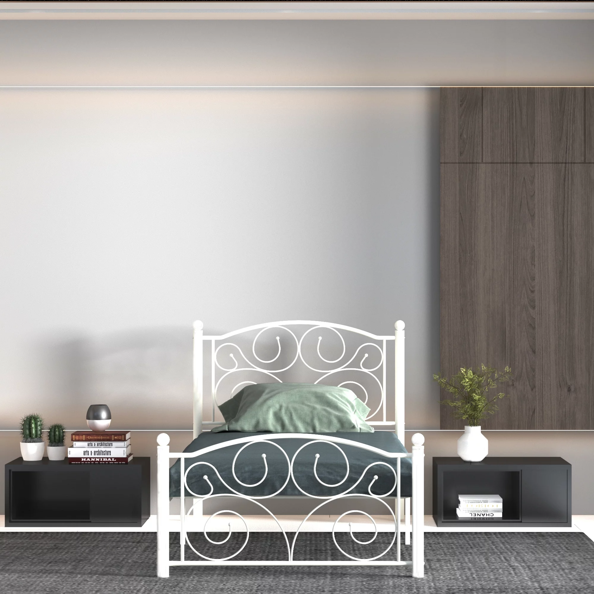 Modern White Twin Size Metal Bed Frame   Upgrade Your Bedroom - John Pierce Auto Care
