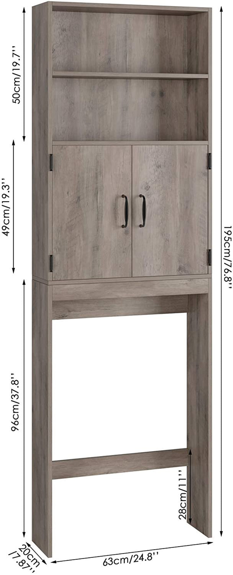 Homfa over Toilet Storage Rack, Bathroom Storage Cabinet over Toilet with 4 Tier Shelves and 2 Doors - John Pierce Auto Care