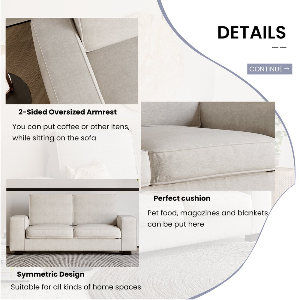 INGALIK 88.58\u0026quot; Modern Loveseat Sofa for Living Room, 3 Seater, Beige - John Pierce Auto Care