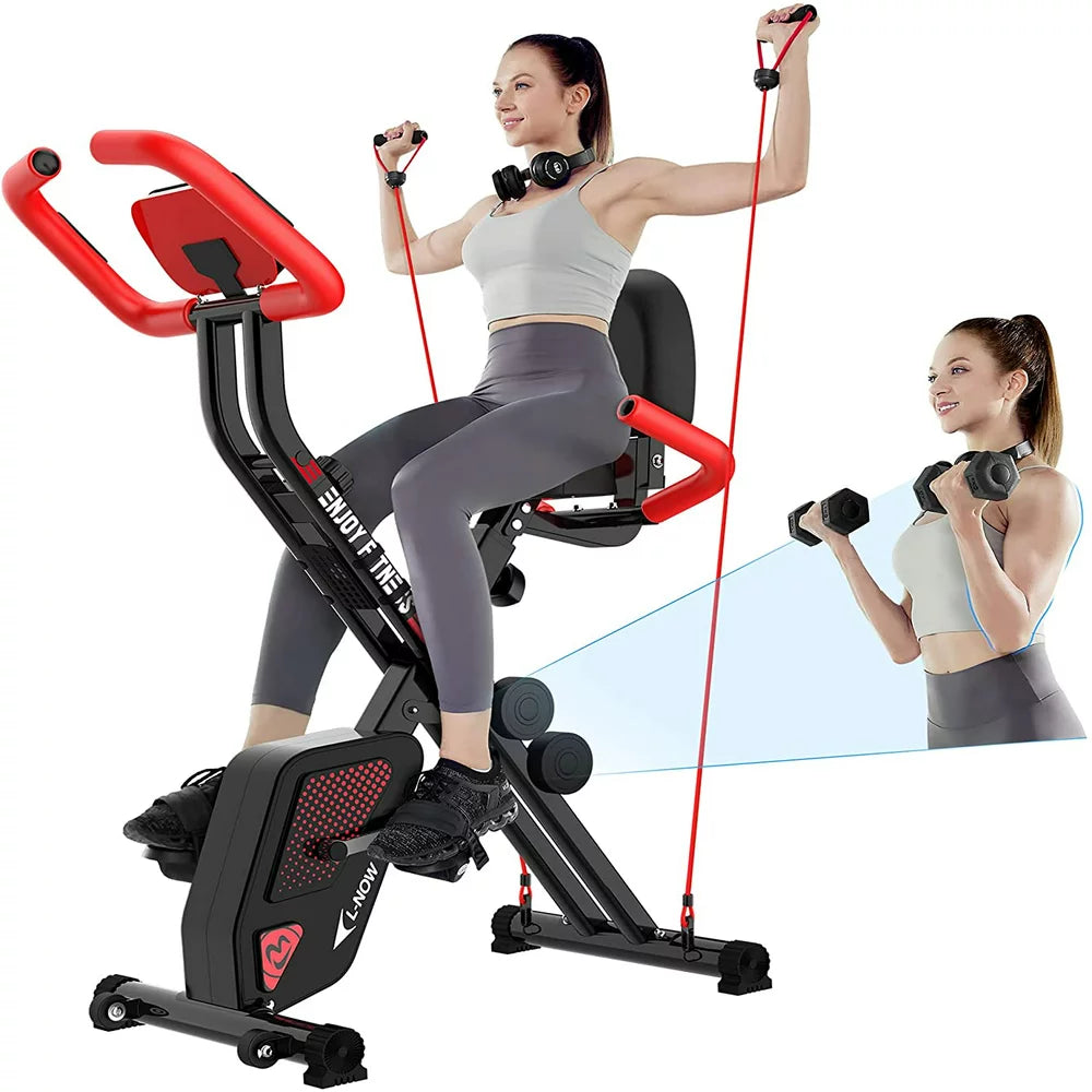 Pooboo 3 In 1 Foldable Exercise Bike Indoor Cycling Bike Workout 300Lb - John Pierce Auto Care