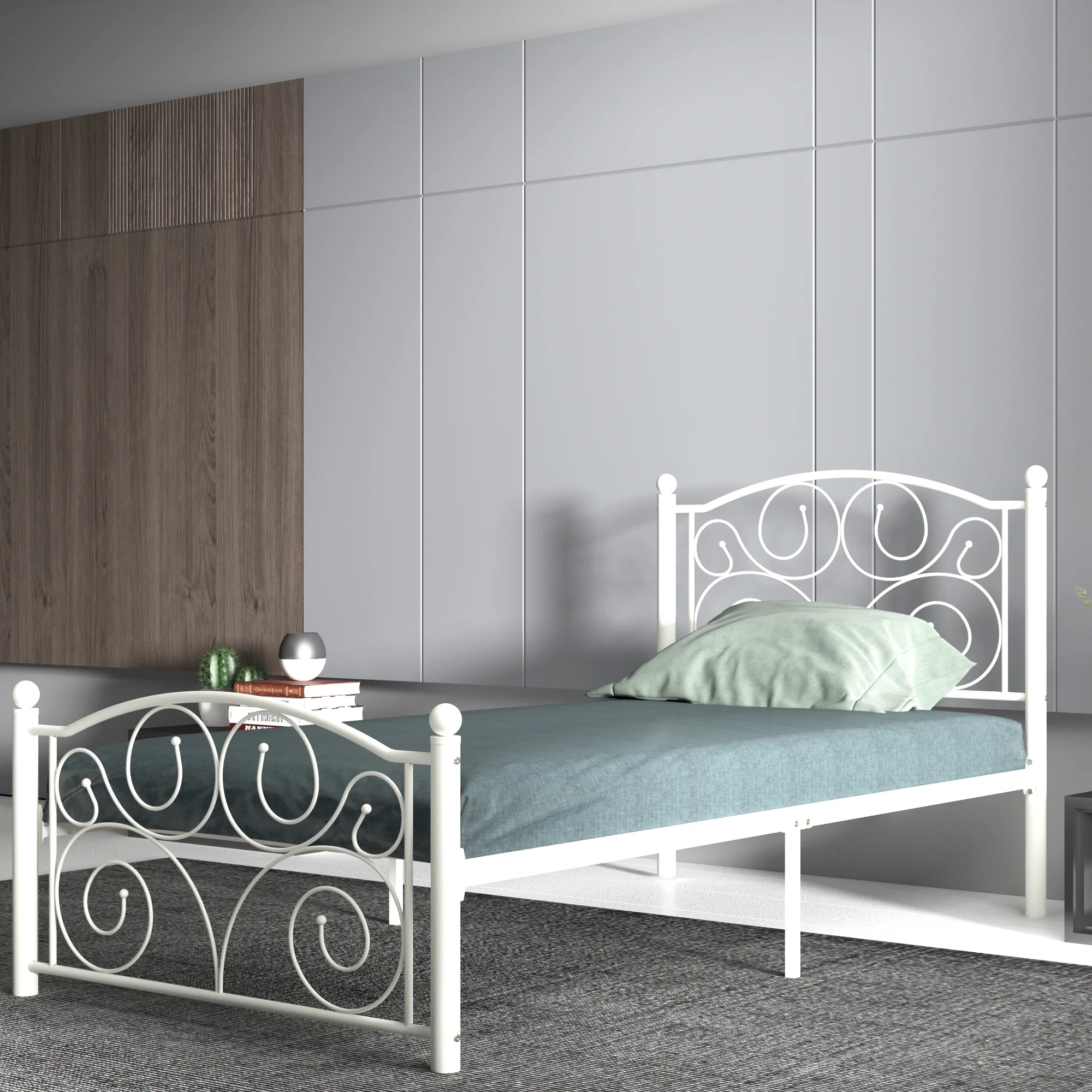 Modern White Twin Size Metal Bed Frame   Upgrade Your Bedroom - John Pierce Auto Care