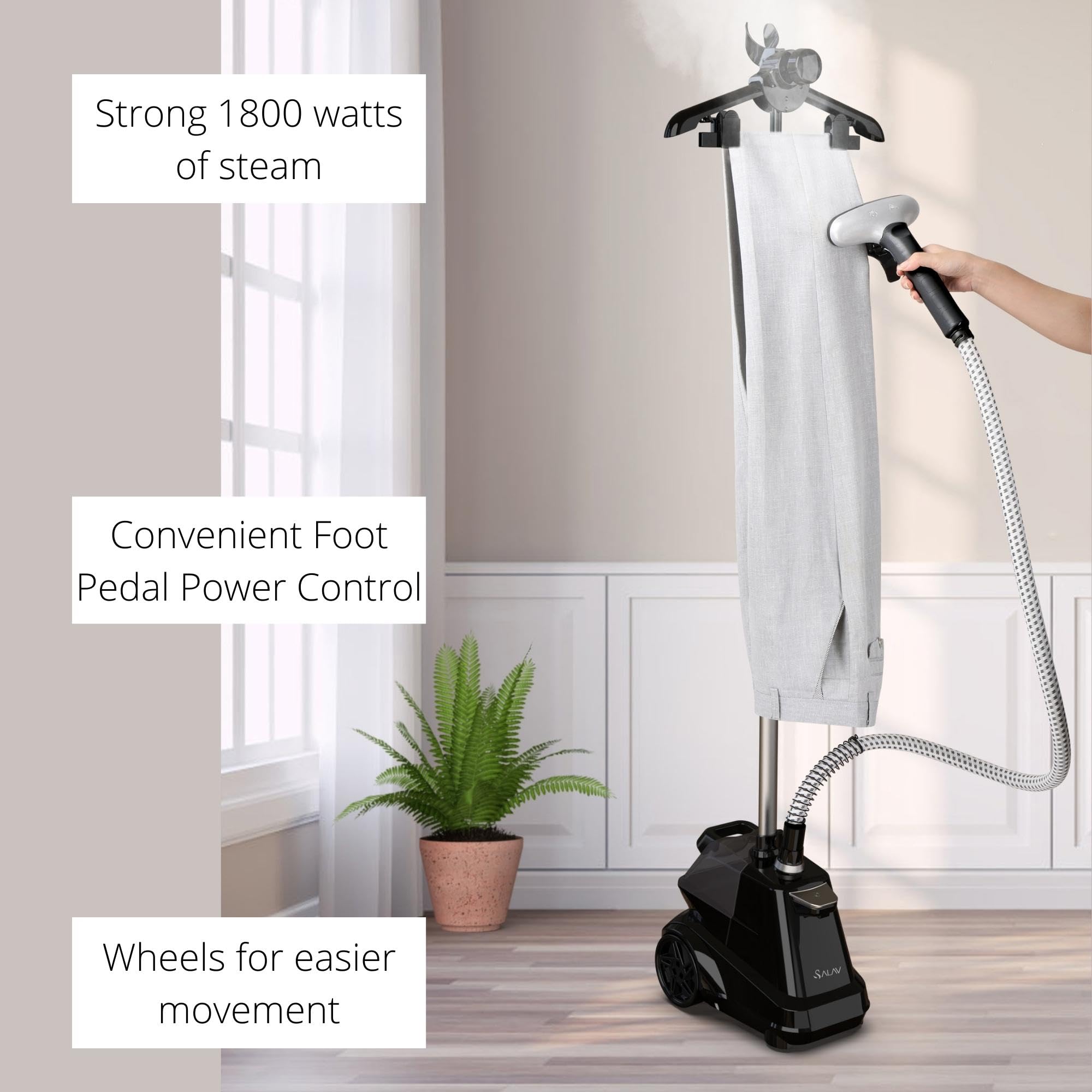 SALAV Commercial Full Size Garment Steamer with Foot Pedals and Extra Large 3L Water Tank - John Pierce Auto Care