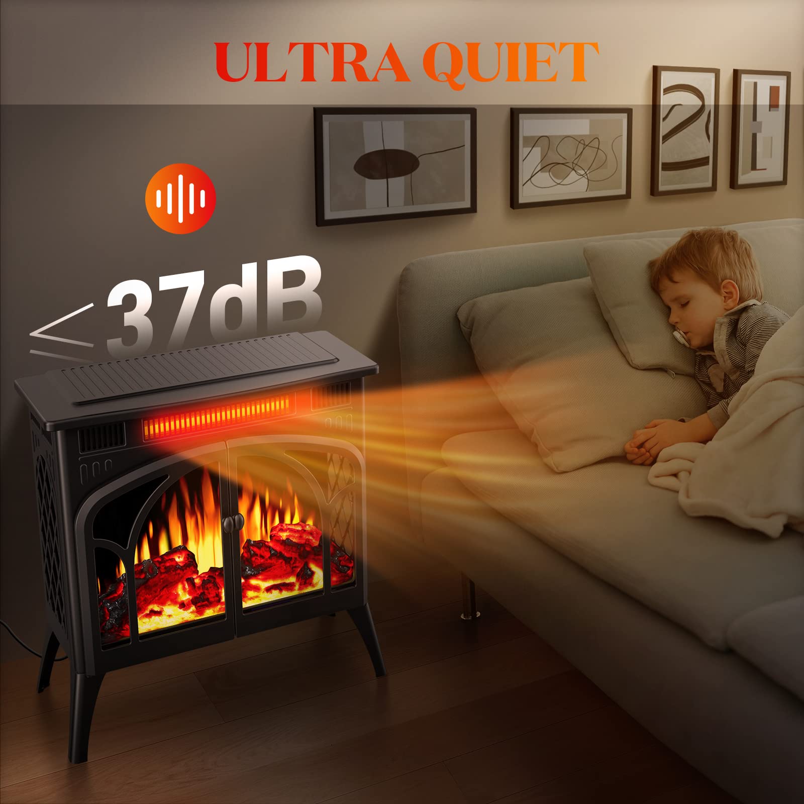 Rintuf Electric Fireplace Heater, 1500W Infrared Fireplace Stove, 5100BTU Electric Fireplace with Remote Control - John Pierce Auto Care