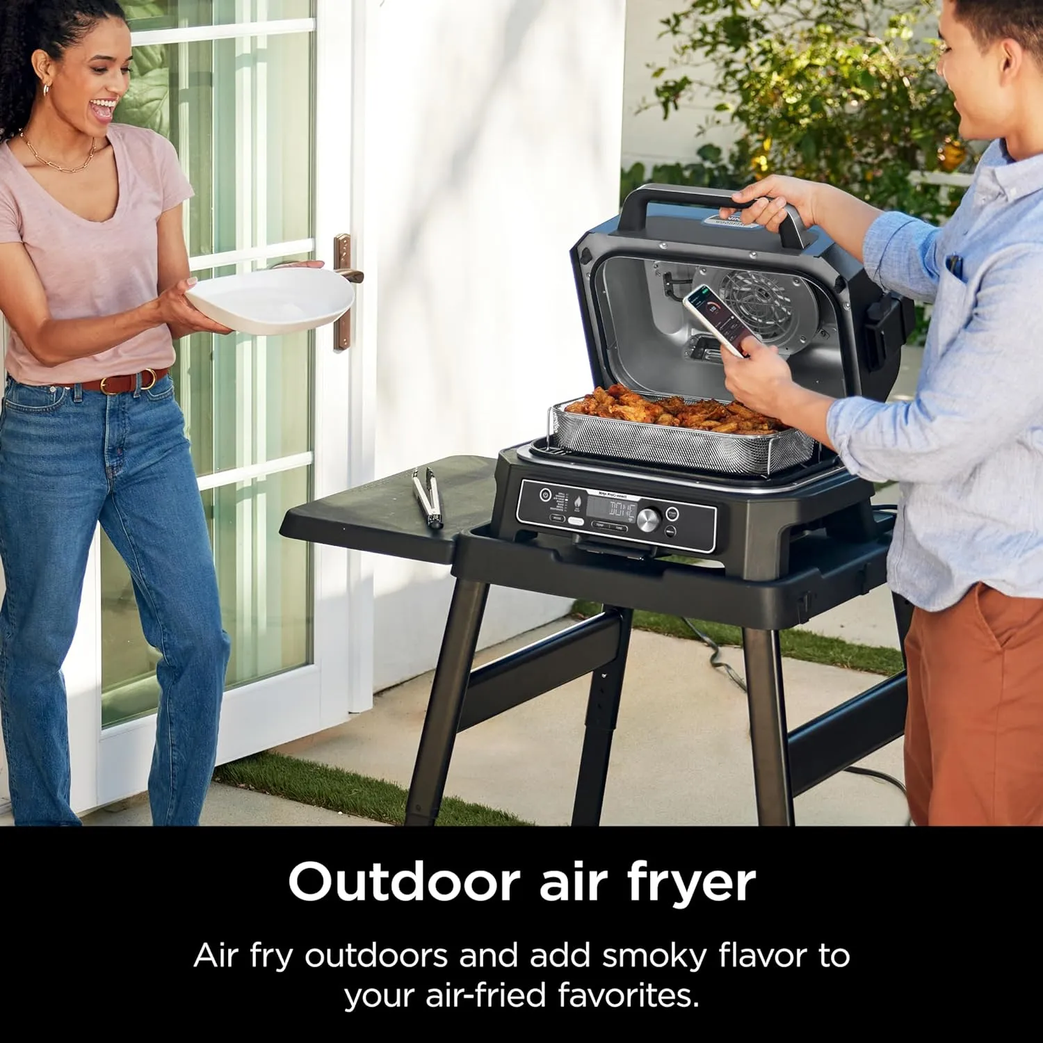 Premium XL Outdoor Grill \u0026amp; Smoker, Bluetooth, App Enabled, 7 in 1 Master Grill, BBQ Smoker, Outdoor Air Fryer, Woodfire Technology, 2 Built In Thermometers, Black - John Pierce Auto Care