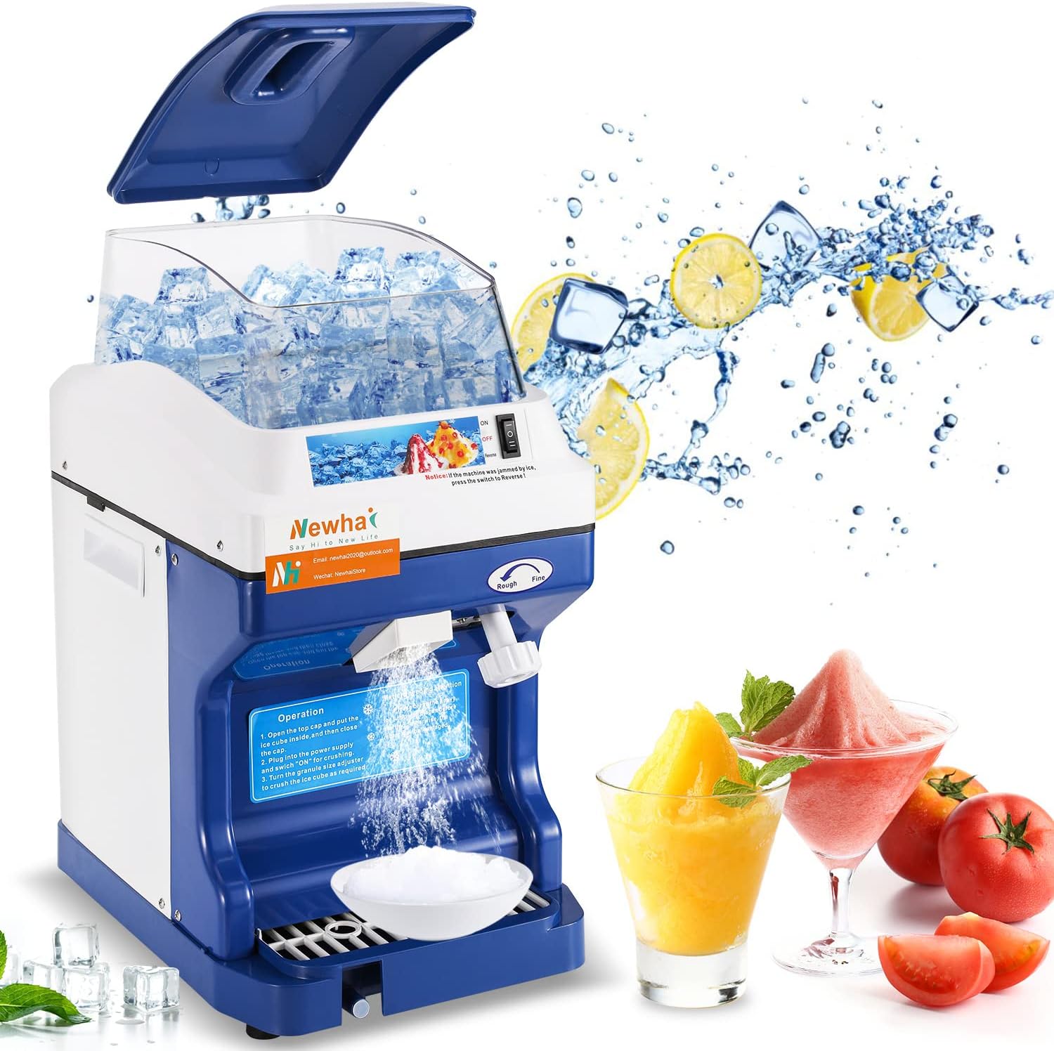 Commercial ice shredder Electric shave ice machine 300W automatic shave ice machine 1400RPM adjustable thickness 441 lb\/h shave ice machine - John Pierce Auto Care