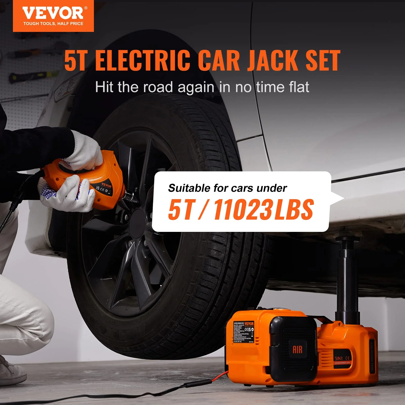 VEVOR 5-Ton Electric Car Jack with Wrench - John Pierce Auto Care