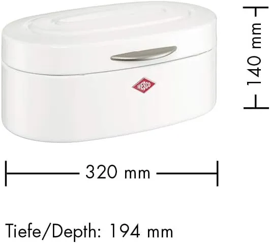 Single Breadbox Elly Steel Bread Box, Red, 32 x 19.4 x 14 cm - John Pierce Auto Care