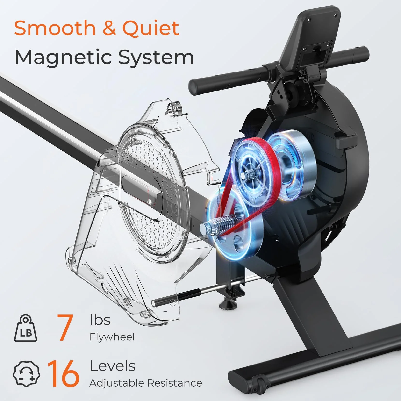 Rowing Machine, 16 Level Resistance Magnetic Rowing Machine Max 265lb Weight Capacity Row Machine Neche Resistance Magnetic with App Compatible Rower for Home Gym - John Pierce Auto Care