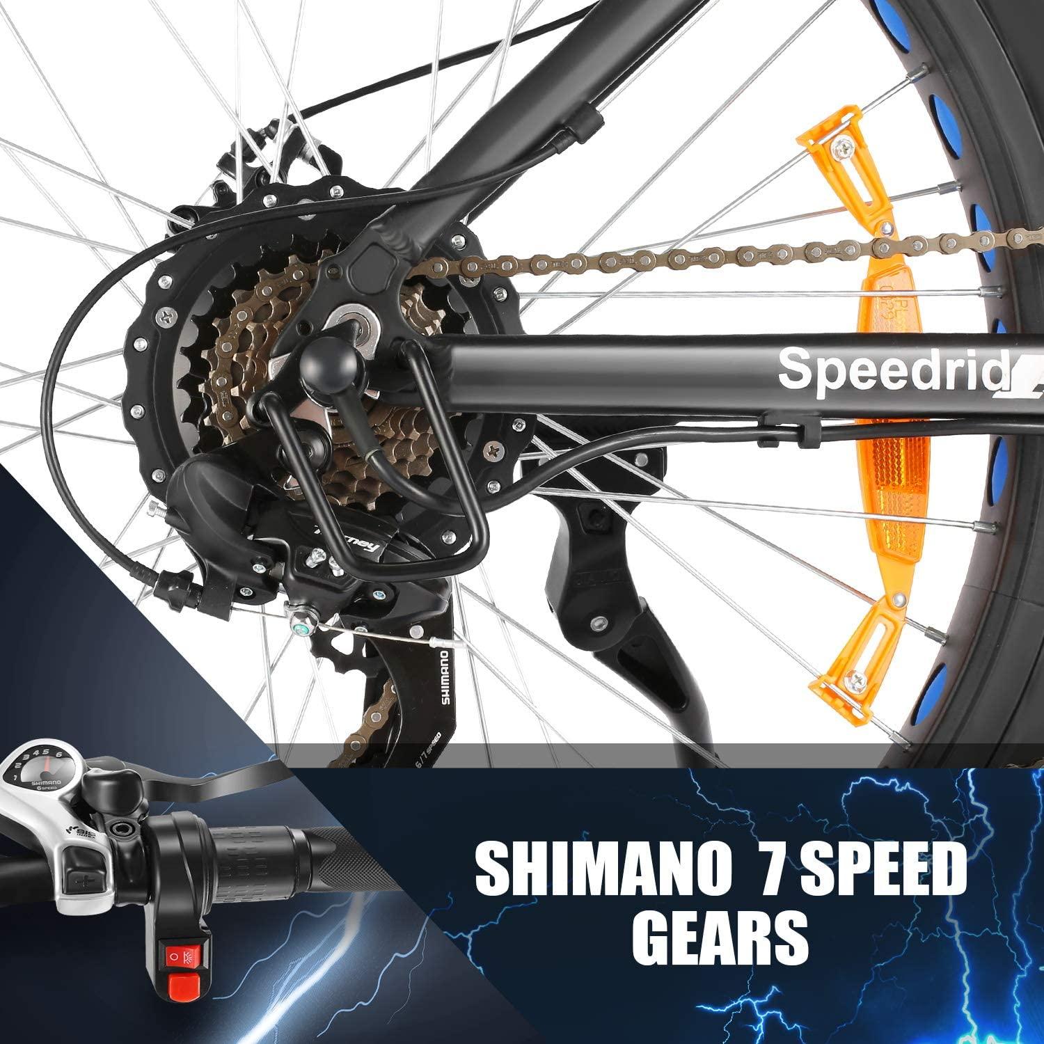 Speedrid Electric Bike 48V 500W Fat Tire Electric Bike Snow Bike 26" × 4.0, 48V 10Ah Removable Battery and Professional 7 Speed - John Pierce Auto Care