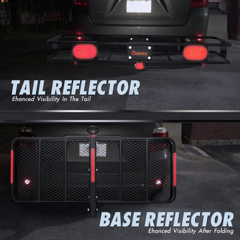king Bird 60\u0026quot; X 24\u0026quot; X 6\u0026quot; Hitch Mount Folding Cargo Carrier Fits to 2\u0026#039;\u0026#039; Receiver ,550Lbs Capacity Cargo Basket with Waterproof Cargo Bag and Packing Straps - John Pierce Auto Care