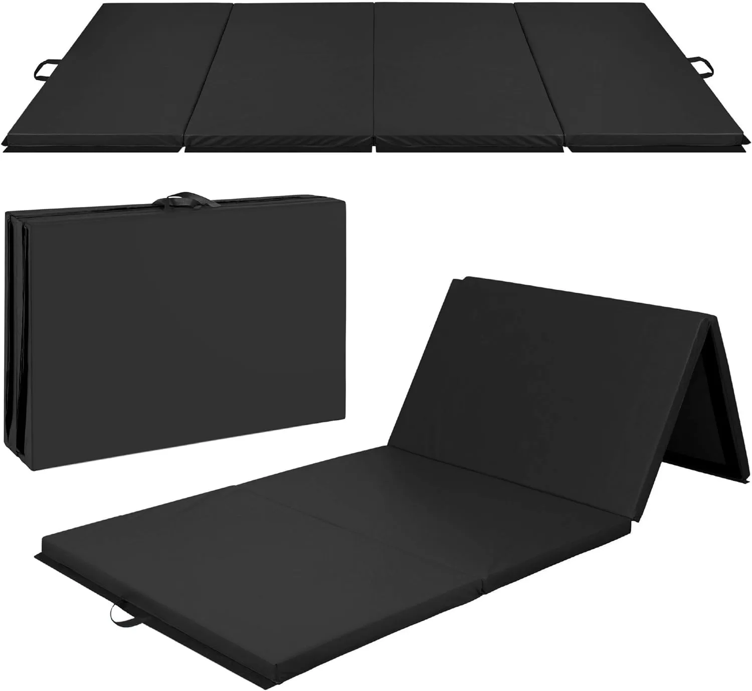 10ftx4ftx2in Folding Gym Mat 4 Panel Exercise Gymnastics Aerobics Workout Fitness Floor Mats w\/Carrying Handles - John Pierce Auto Care