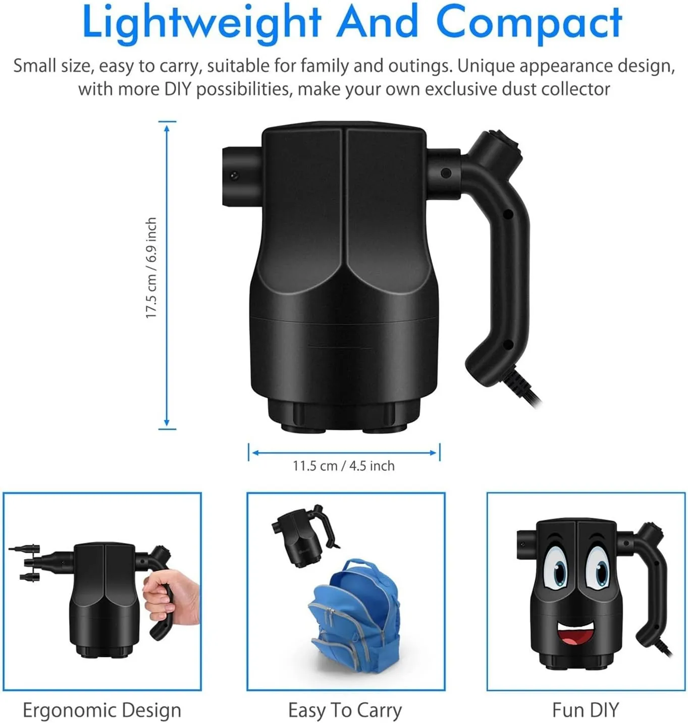 Compressed Air Duster 2 In1Electric Air Duster 500W Blower Vacuum Cleannig Computer Keyboard Replaces Canned Air Cleaner Inflator - John Pierce Auto Care