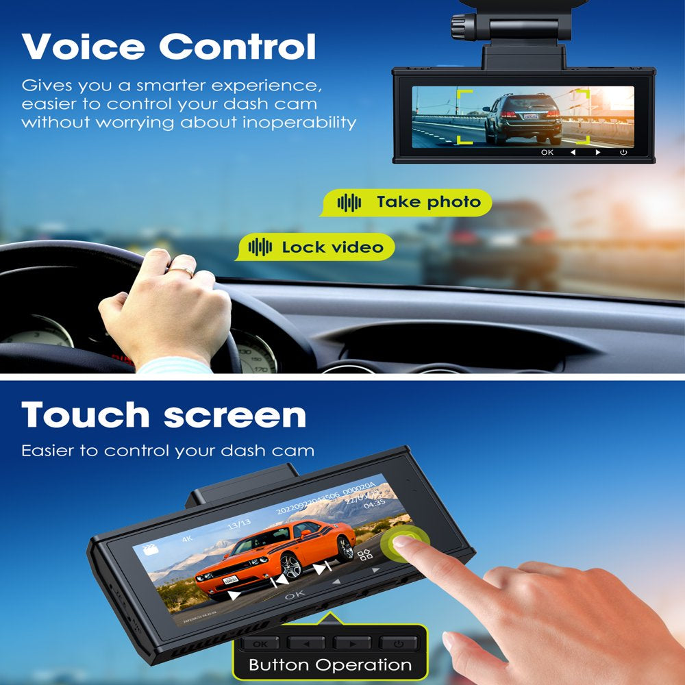 TOGUARD Dash Cam 4K with 5Ghz Wifi GPS, 4K 2K Dash Cam Front and Rear 3.16\u0026quot; Touch Screen with 64GB Memory Card - John Pierce Auto Care
