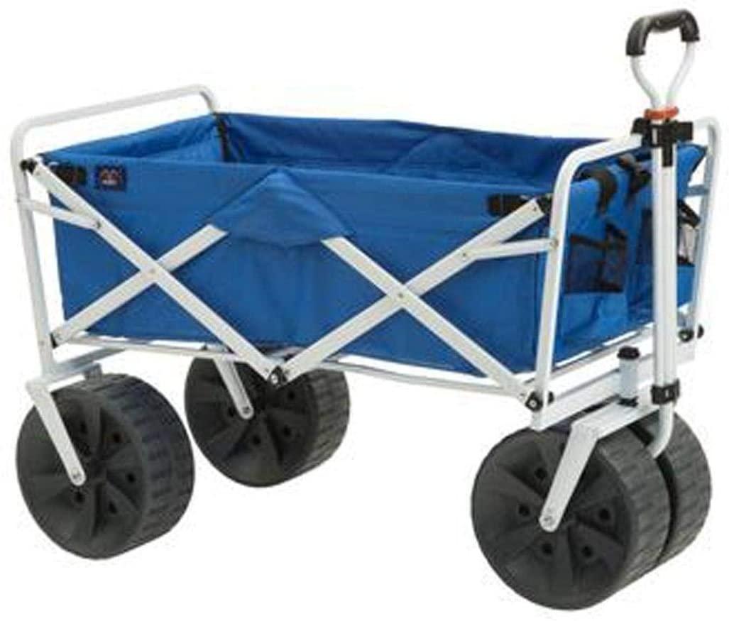 Mac Sports Heavy Duty Collapsible Folding All Terrain Utility Beach Wagon Cart, Blue\/Black - John Pierce Auto Care