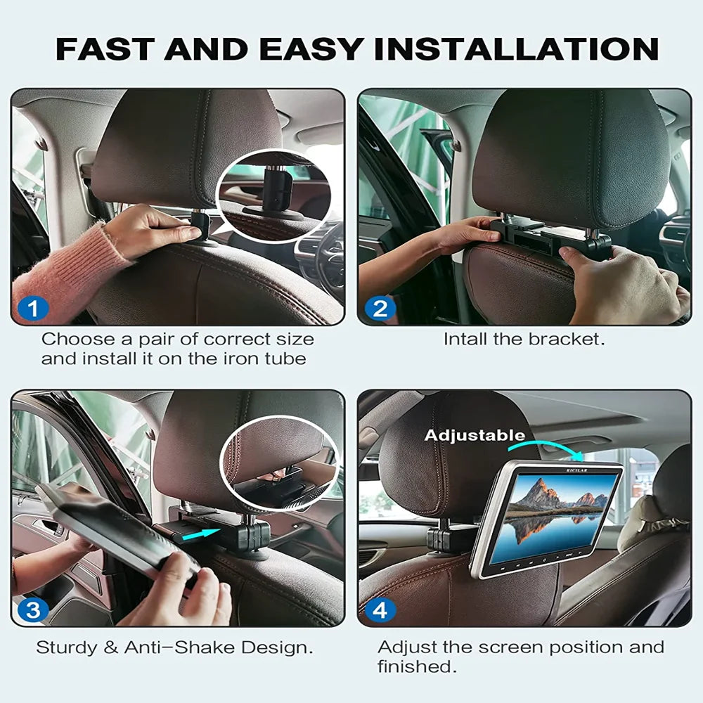 RICILAR Premium 10.5\u0026quot; Dual Screen Portable DVD Player for Car, Black ( 2 x DVD Player��Non built in battery ) - John Pierce Auto Care