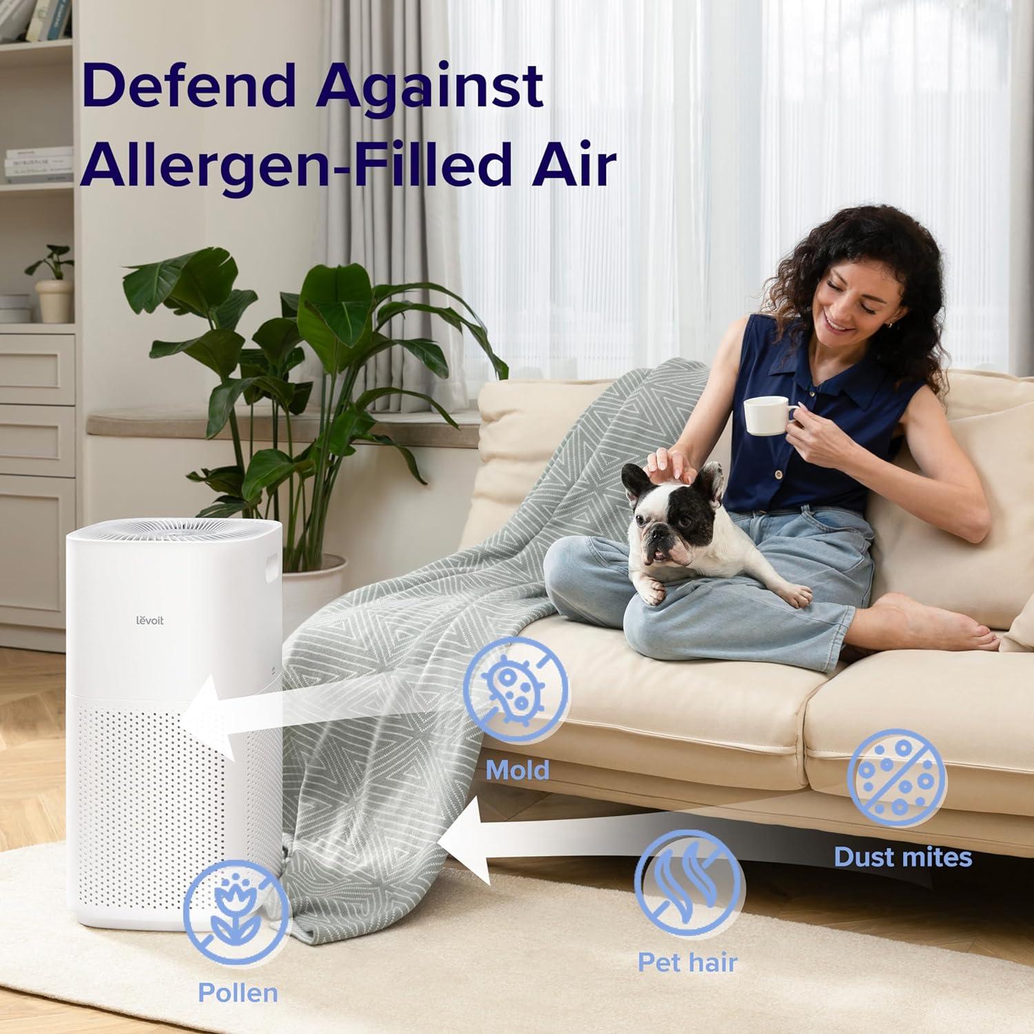 Air Purifiers for Home Large Room Up to 1980 Ft2 in 1 Hr With Air Quality Monitor, Smart WiFi and Auto Mode, White - John Pierce Auto Care