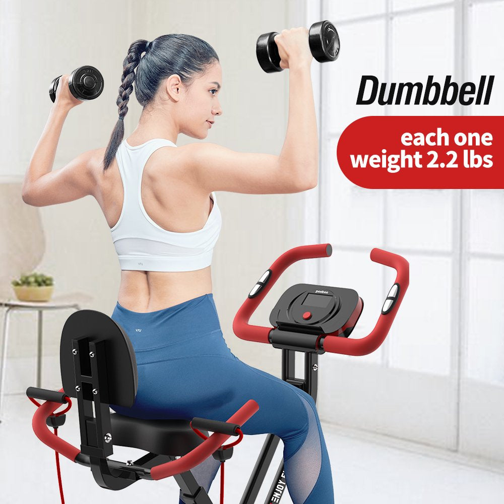 Pooboo 3 In 1 Foldable Exercise Bike Indoor Cycling Bike Workout 300Lb - John Pierce Auto Care