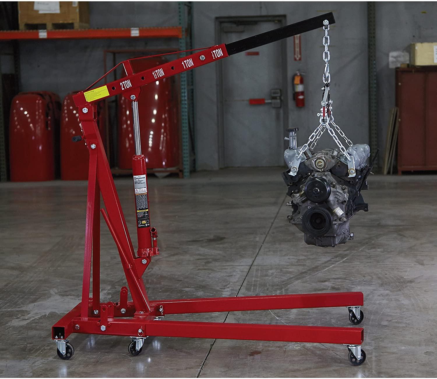 Strongway Hydraulic Engine Hoist with Load Leveler �C 2 Ton Capacity, 1in. 82 5\/8in. Lift Range - John Pierce Auto Care