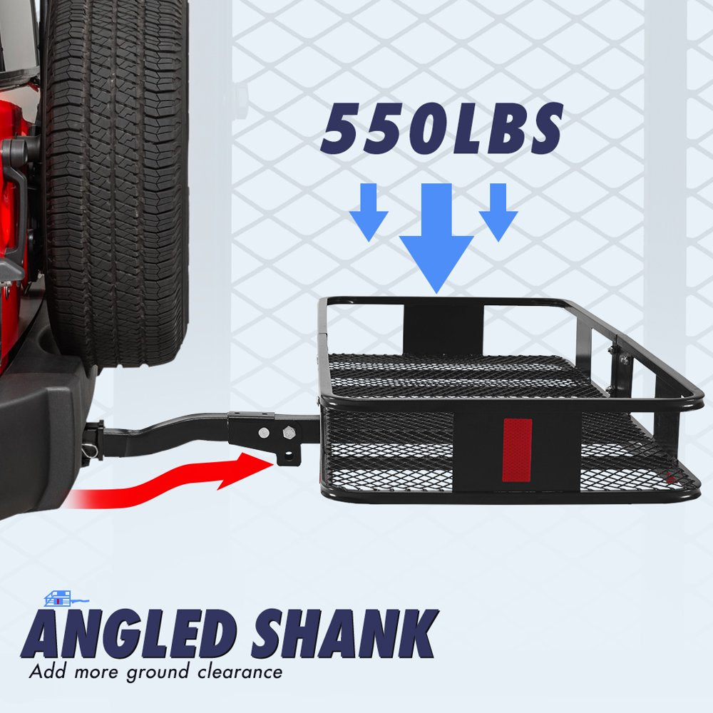 king Bird 60\u0026quot; X 24\u0026quot; X 6\u0026quot; Hitch Mount Folding Cargo Carrier Fits to 2\u0026#039;\u0026#039; Receiver ,550Lbs Capacity Cargo Basket with Waterproof Cargo Bag and Packing Straps - John Pierce Auto Care