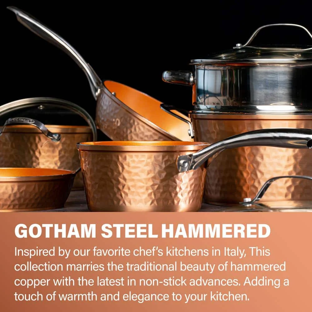 Hammered Copper 10-Piece Non-Stick Cookware Set - John Pierce Auto Care