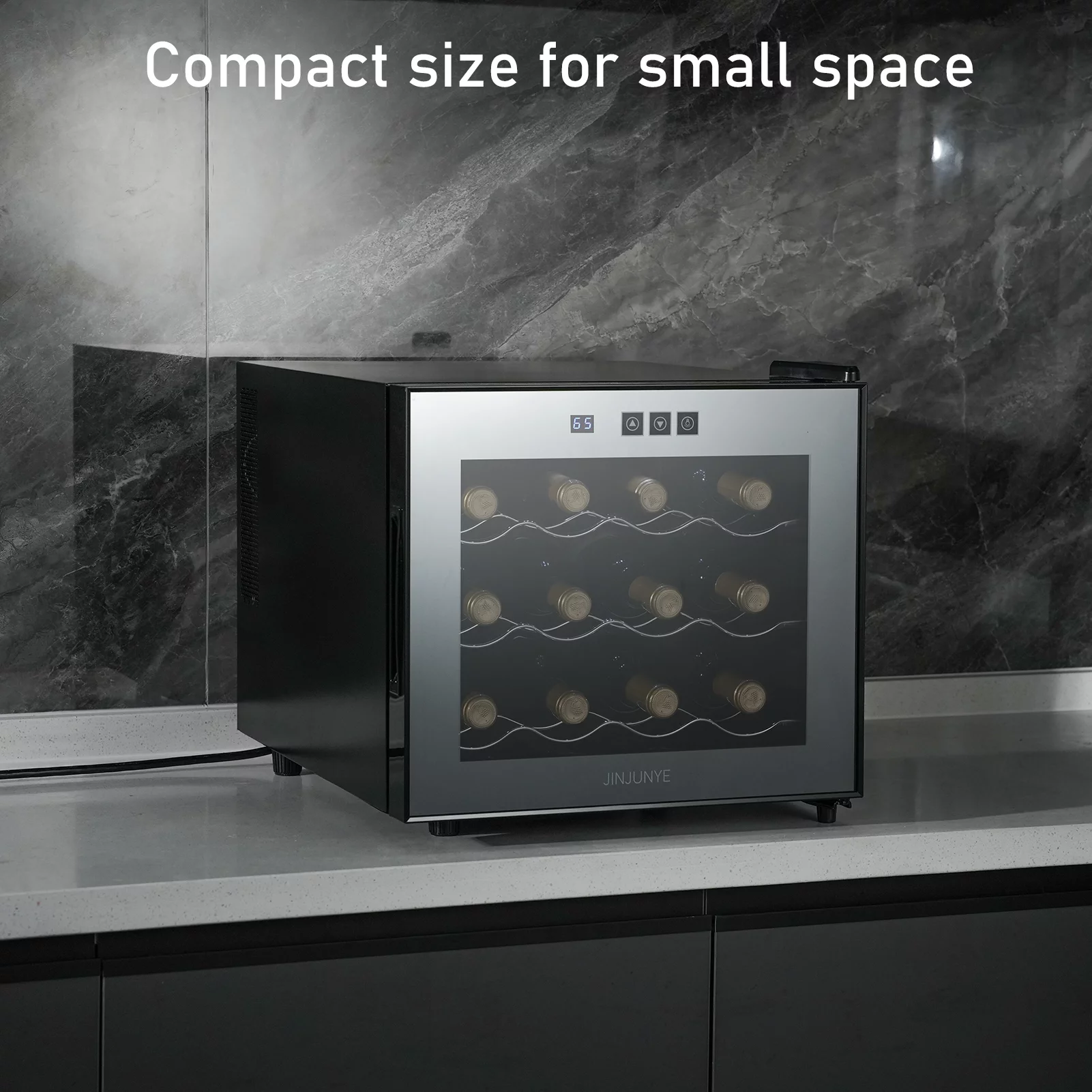 JINJUNYE Wine Cooler Refrigerator, 12 Bottle Wine Fridge Small, Countertop Wine Cooler with Temperature Control, Mini Freestanding Wine Cellars Glass Door for Home, Office, Bar, Gift for Men - John Pierce Auto Care