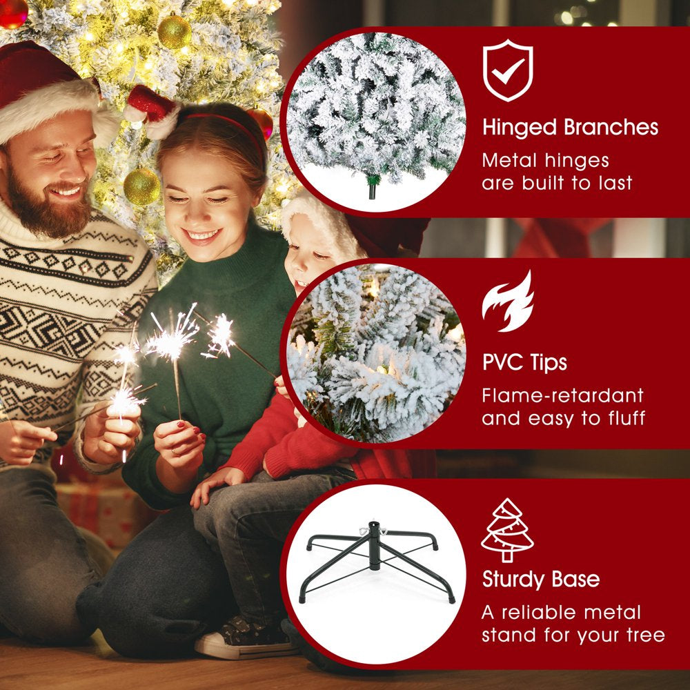iFanze 6ft Pre Lit Snow Flocked Christmas Tree with 1000 Tips 250 Warm Lights, Hinged Artificial Holiday Xmas Pine Tree - John Pierce Auto Care