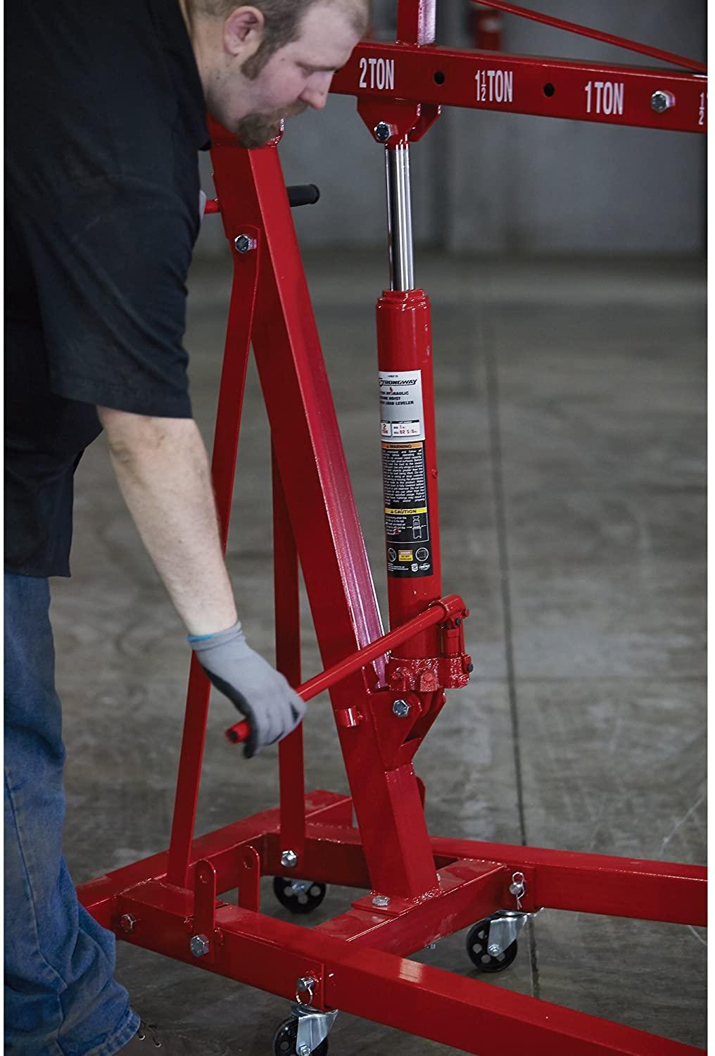 Strongway Hydraulic Engine Hoist with Load Leveler �C 2 Ton Capacity, 1in. 82 5\/8in. Lift Range - John Pierce Auto Care