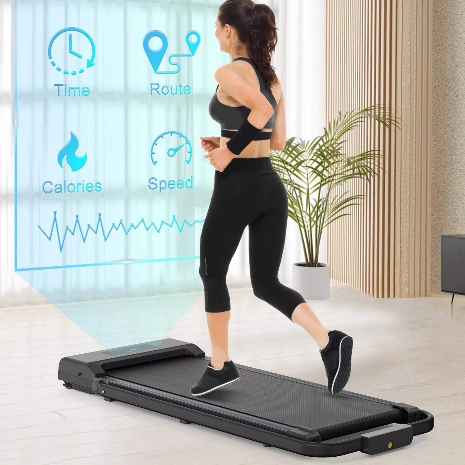 Bigzzia 2 in 1 Under Desk Treadmill, 2.5HP No Installation Portable Handrail Treadmills Running Machine, 6.25MPH, Treadmill with LED Display and Wireless Remote Control for Home\/Office, 265 Lb - John Pierce Auto Care