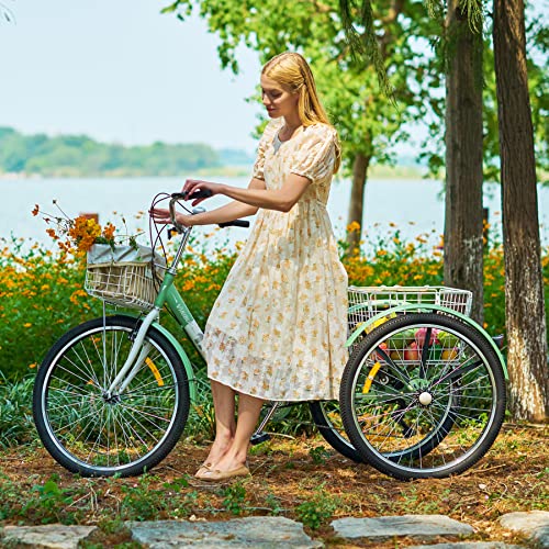 Viribus Adult Tricycle, 7 Speed Tricycle for Adults, 24" 3 Wheel Bikes for Adults with Baskets - John Pierce Auto Care